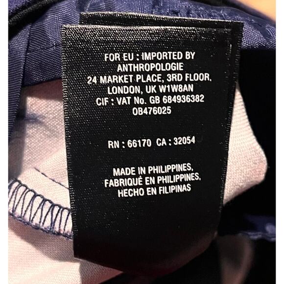 Women Anthropologie The Essential Slim Trousers Pants Size 12 Navy w/ Red Dots - Picture 8 of 9